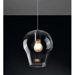 PAGODA 1 C SOSPENSIONE SINGOLA IN VETRO TRASPARENTE MONTATURA 2 COLORI Illuminando - Cristalensi Shop Online