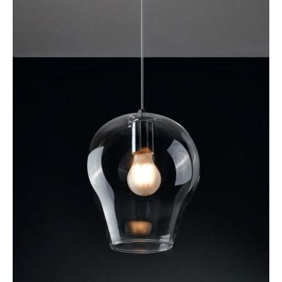PAGODA 1 C SOSPENSIONE SINGOLA IN VETRO TRASPARENTE MONTATURA 2 COLORI Illuminando - Cristalensi Shop Online