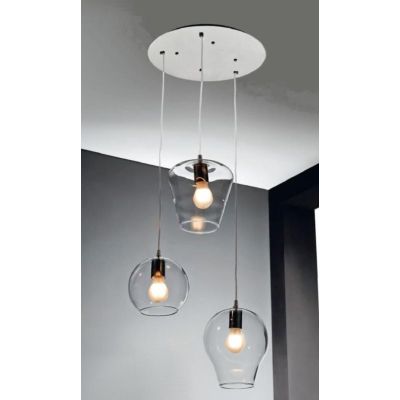 PAGODA 3 LAMPADARIO SOSPENSIONE 3 VETRI MISTI TRASPARENTI MONTATURA CROMO O RUGGINE Illuminando - Cristalensi Shop Online