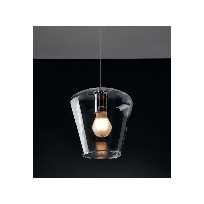 PAGODA 5 LUCI PIATTO CROMO LUCIDO O RUGGINE CON FILO TRECCIA VETRI TRASPARENTI Illuminando - Cristalensi Shop Online