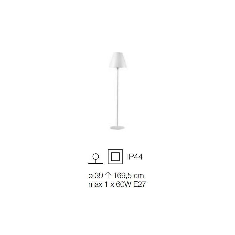 LAMPADA DA TERRA DA ESTERNO IP44 ALTEZZA 169,5 CM DI COLORE BIANCO MODERNA LUCE DIFFUSA CRISTALENSI - Cristalensi Shop Online