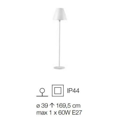 LAMPADA DA TERRA DA ESTERNO IP44 ALTEZZA 169,5 CM DI COLORE BIANCO MODERNA LUCE DIFFUSA CRISTALENSI - Cristalensi Shop Online