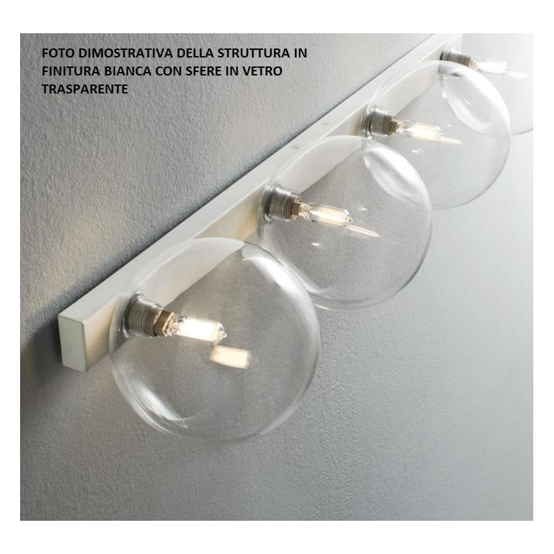 PALLINA PLAFONIERA 3 LUCI IN METALLO 3 COLORI CON SFERE IN VETRO TRASPARENTE O SATINATO Illuminando - Cristalensi Shop Online
