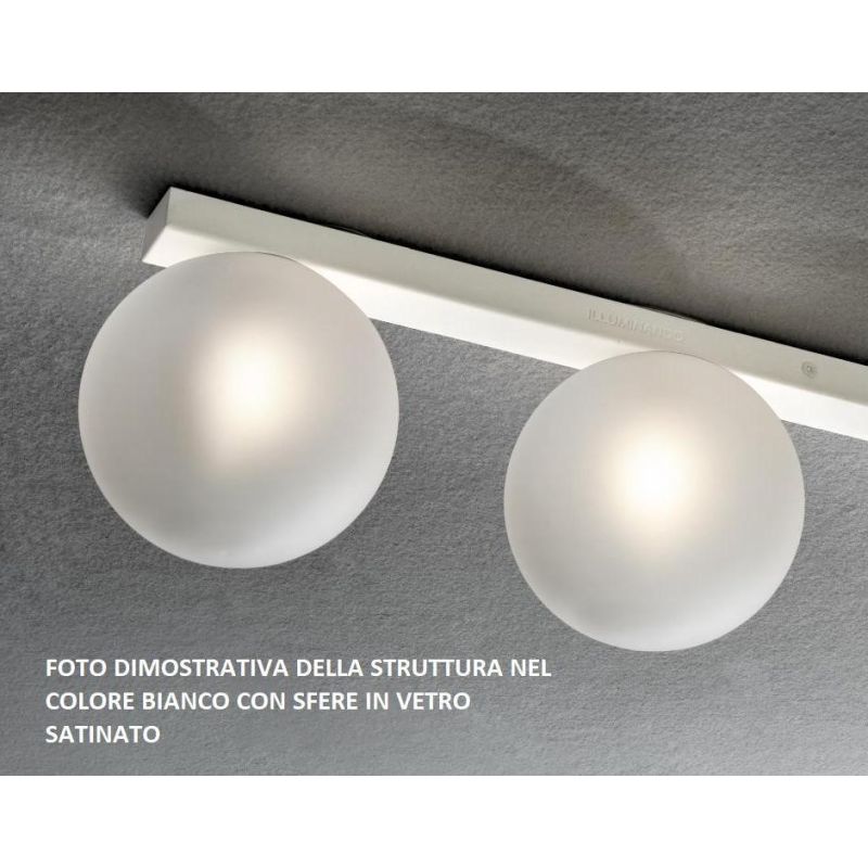 PALLINA PLAFONIERA 3 LUCI IN METALLO 3 COLORI CON SFERE IN VETRO TRASPARENTE O SATINATO Illuminando - Cristalensi Shop Online