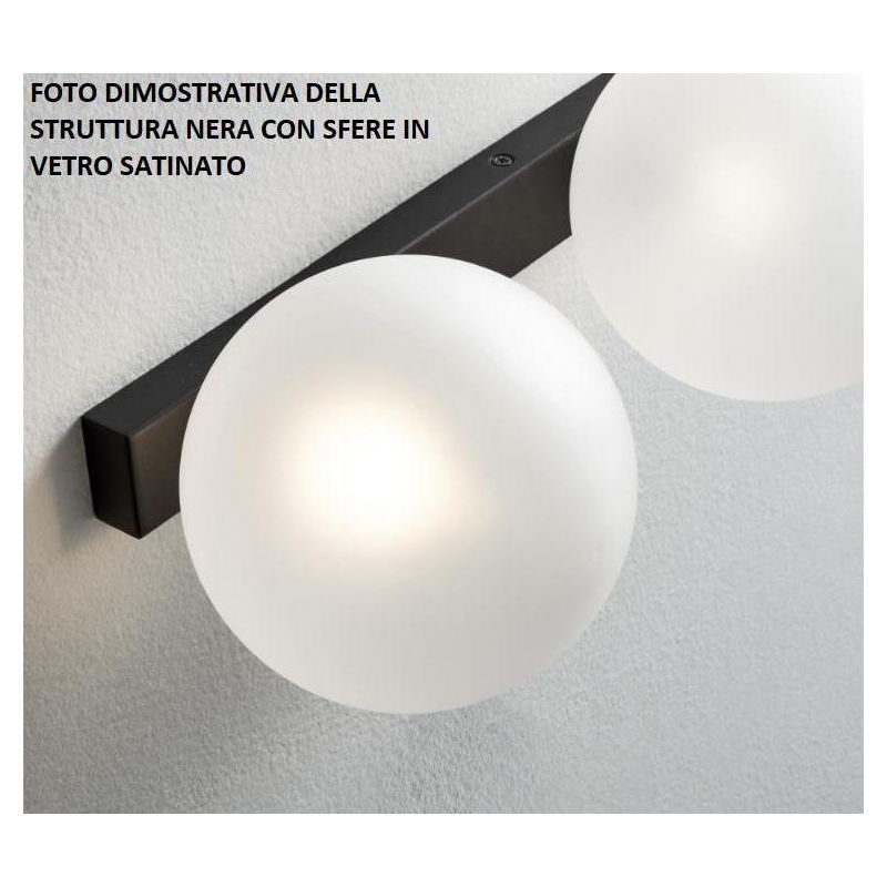 PALLINA PLAFONIERA ROTONDA 3 LUCI IN METALLO CON SFERE IN VETRO TRASPARENTE O SATINATO Illuminando - Cristalensi Shop Online