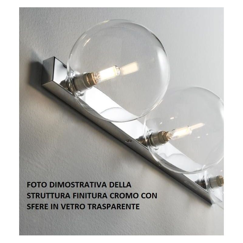 PALLINA PLAFONIERA 4 LUCI IN METALLO 3 COLORI CON SFERE IN VETRO TRASPARENTE O SATINATO Illuminando - Cristalensi Shop Online