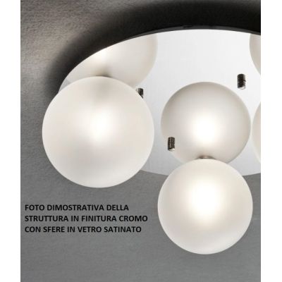 PALLINA PLAFONIERA 4 LUCI IN METALLO 3 COLORI CON SFERE IN VETRO TRASPARENTE O SATINATO Illuminando - Cristalensi Shop Online