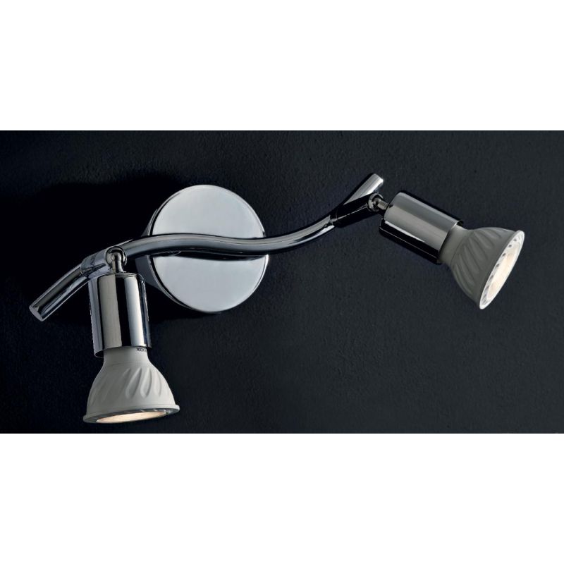 PINO 2 APPLIQUE CON 2 FARETTI ORIENTABILI IN METALLO CROMO ATTACCO GU10 LAMPADINE INCLUSE Illuminando - Cristalensi Shop Online
