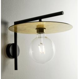 PUB APPLIQUE MODERNA IN METALLO NERO CON PIATTO D30 IN FOGLIA ORO O ARGENTO MADE IN ITALY Illuminando - Cristalensi Shop Online