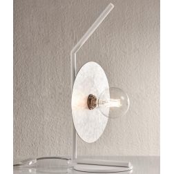 PUB LAMPADA DA TAVOLO MODERNA METALLO BIANCO PIATTO FOGLIA ARGENTO O ORO D25 CM MADE IN ITALY Illuminando - Cristalensi Shop Onl