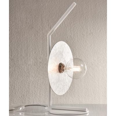 PUB LAMPADA DA TAVOLO MODERNA METALLO BIANCO PIATTO FOGLIA ARGENTO O ORO D25 CM MADE IN ITALY Illuminando - Cristalensi Shop Onl