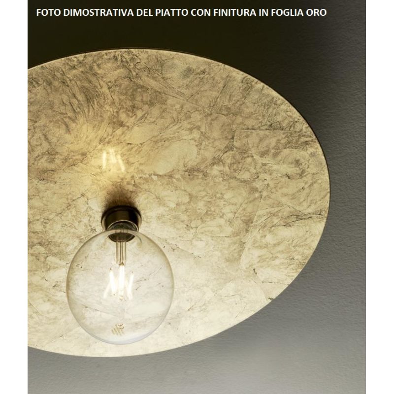 PUB LAMPADA DA TAVOLO MODERNA METALLO BIANCO PIATTO FOGLIA ARGENTO O ORO D25 CM MADE IN ITALY Illuminando - Cristalensi Shop Onl