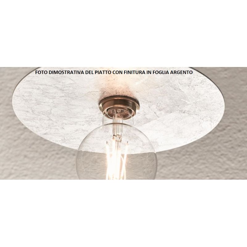 PUB SOSPENSIONE MODERNA METALLO NERO E PIATTO FOGLIA ORO O ARGENTO D50 CM MADE IN ITALY Illuminando - Cristalensi Shop Online