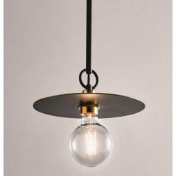 PUB SOSPENSIONE MODERNA IN METALLO NERO CON PIATTO D25 CM MADE IN ITALY Illuminando - Cristalensi Shop Online