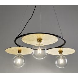 PUB SOSPENSIONE MODERNA ED ORIGINALE METALLO NERO PIATTI D30 CM MADE IN ITALY Illuminando - Cristalensi Shop Online