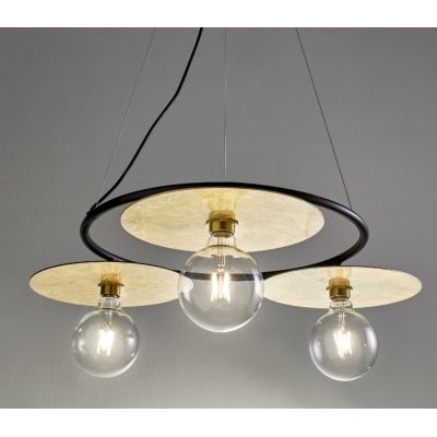 PUB SOSPENSIONE MODERNA ED ORIGINALE METALLO NERO PIATTI D30 CM MADE IN ITALY Illuminando - Cristalensi Shop Online
