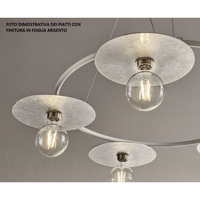 PUB SOSPENSIONE MODERNA ED ORIGINALE METALLO NERO PIATTI D30 CM MADE IN ITALY Illuminando - Cristalensi Shop Online