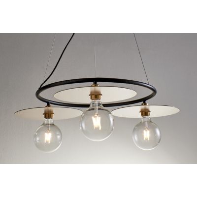 PUB SOSPENSIONE MODERNA ED ORIGINALE D70 CM IN METALLO NERO CON PIATTI D25 CM MADE IN ITALY Illuminando - Cristalensi Shop Onlin