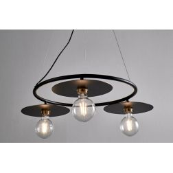 PUB SOSPENSIONE MODERNA ED ORIGINALE D70 CM IN METALLO NERO CON PIATTI D25 CM MADE IN ITALY Illuminando - Cristalensi Shop Onlin