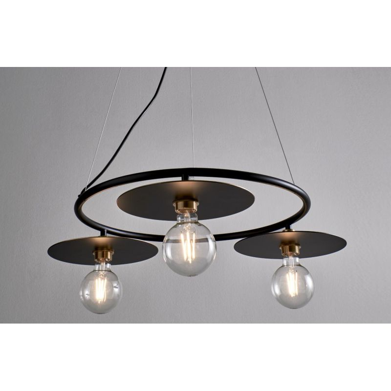 PUB SOSPENSIONE MODERNA ED ORIGINALE D70 CM IN METALLO NERO CON PIATTI D25 CM MADE IN ITALY Illuminando - Cristalensi Shop Onlin