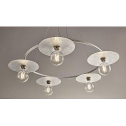 PUB SOSPENSIONE MODERNA ED ORIGINALE D90 CM METALLO BIANCO PIATTI FOGLIA ARGENTO O FOGLIA ORO Illuminando - Cristalensi Shop Onl
