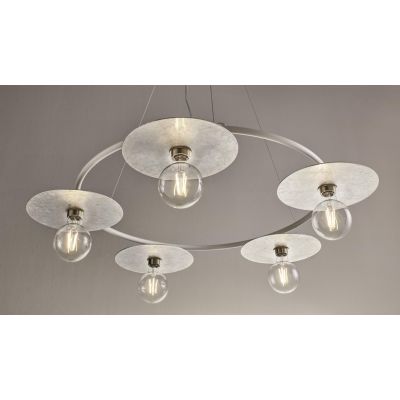 PUB SOSPENSIONE MODERNA ED ORIGINALE D90 CM METALLO BIANCO PIATTI FOGLIA ARGENTO O FOGLIA ORO Illuminando - Cristalensi Shop Onl