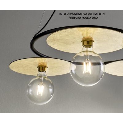 PUB SOSPENSIONE MODERNA ED ORIGINALE D90 CM METALLO BIANCO PIATTI FOGLIA ARGENTO O FOGLIA ORO Illuminando - Cristalensi Shop Onl