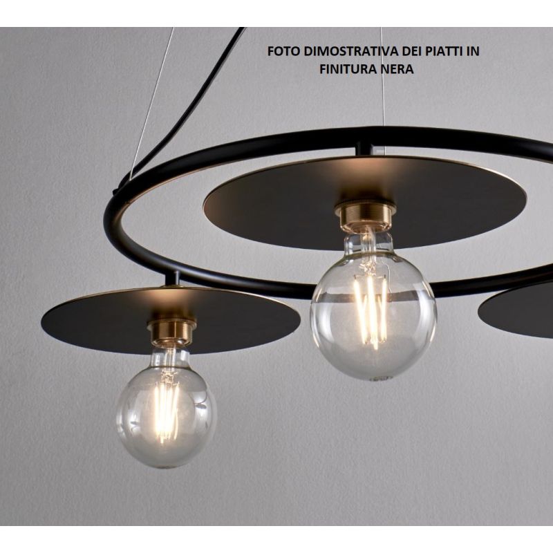 PUB SOSPENSIONE MODERNA ED ORIGINALE METALLO BIANCO PIATTI 3 COLORI D100 CM MADE IN ITALY Illuminando - Cristalensi Shop Online