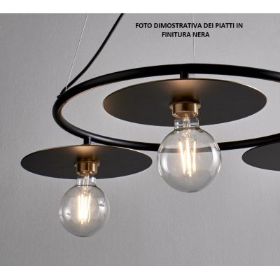 PUB SOSPENSIONE MODERNA ED ORIGINALE METALLO BIANCO PIATTI 3 COLORI D100 CM MADE IN ITALY Illuminando - Cristalensi Shop Online