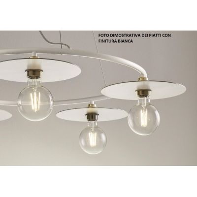 PUB SOSPENSIONE MODERNA ED ORIGINALE METALLO BIANCO PIATTI 3 COLORI D100 CM MADE IN ITALY Illuminando - Cristalensi Shop Online