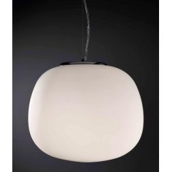 ROSY PICCOLA SOSPENSIONE IN VETRO BIANCO LATTE SATINATA E MONTATURA CROMO Illuminando - Cristalensi Shop Online 2