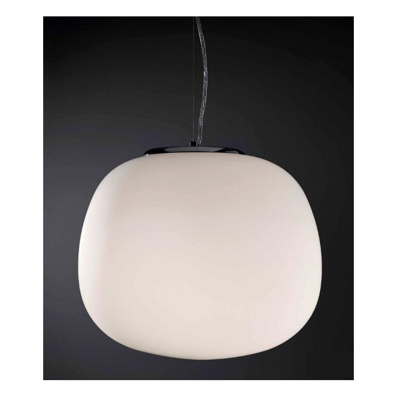 ROSY GRANDE SOSPENSIONE IN VETRO BIANCO LATTE SATINATA E MONTATURA CROMO Illuminando - Cristalensi Shop Online