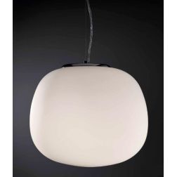 ROSY GRANDE SOSPENSIONE IN VETRO BIANCO LATTE SATINATA E MONTATURA CROMO Illuminando - Cristalensi Shop Online 2