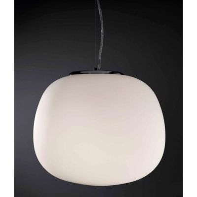 ROSY GRANDE SOSPENSIONE IN VETRO BIANCO LATTE SATINATA E MONTATURA CROMO Illuminando - Cristalensi Shop Online