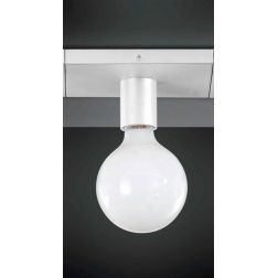 SEMPLICE PLAFONIERA GRANDE IN METALLO BIANCO, CROMO O NICHEL SATINATO LAMPADINA A VISTA Illuminando - Cristalensi Shop Online 2