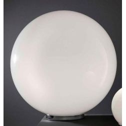 SFERA GRANDE LAMPADA DA TAVOLO IN VETRO BIANCO LUCIDO MONTATURA CROMO D.40 Illuminando - Cristalensi Shop Online 2