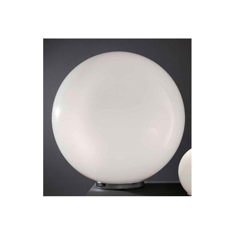 SFERA GRANDE LAMPADA DA TAVOLO IN VETRO BIANCO LUCIDO MONTATURA CROMO D.40 Illuminando - Cristalensi Shop Online