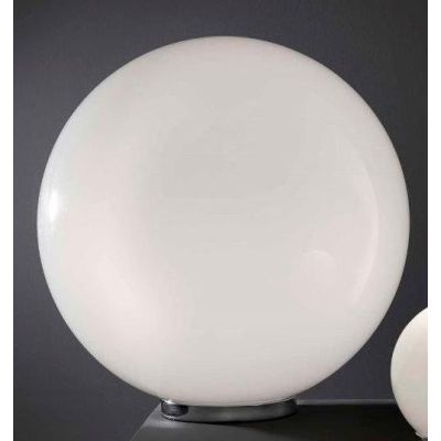 SFERA GRANDE LAMPADA DA TAVOLO IN VETRO BIANCO LUCIDO MONTATURA CROMO D.40 Illuminando - Cristalensi Shop Online