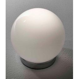 SFERA MEDIA LAMPADA DA TAVOLO IN VETRO BIANCO LUCIDO MONTATURA CROMO D.30 Illuminando - Cristalensi Shop Online 2