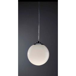 SFERA PICCOLA SOSPENSIONE IN VETRO BIANCO LUCIDO DIAMETRO 15 CM MONTATURA CROMO Illuminando - Cristalensi Shop Online 2