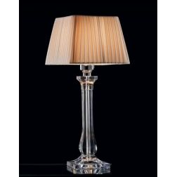 SOFIA LAMPADA DA TAVOLO IN ACRILICO TRASPARENTE E PARALUME PLISSE' SABBIA DI ILLUMINANDO Illuminando - Cristalensi Shop Online