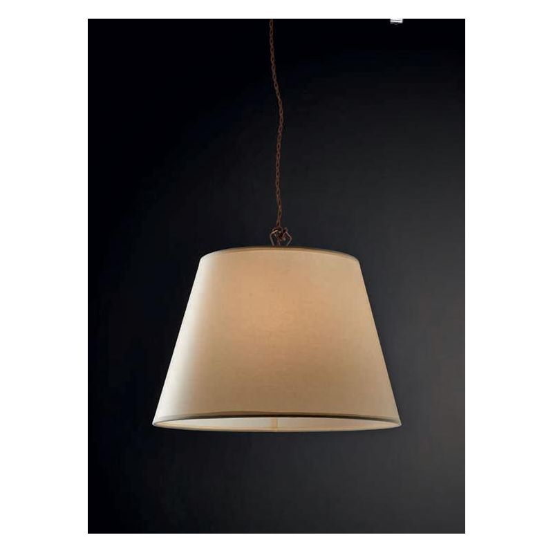 STREET SOFT 35 SOSPENSIONE SINGOLA STILE RUSTICO IN METALLO BRUNITO CON PARALUME IN PERGAMENA Illuminando - Cristalensi Shop Onl