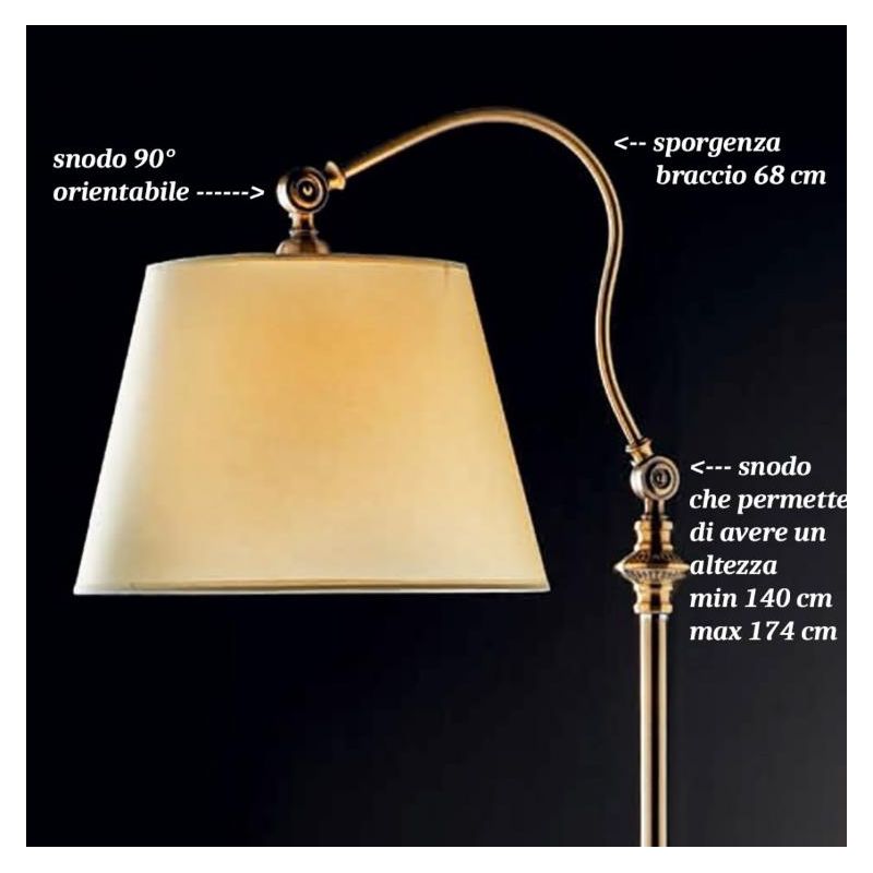 STREET SOFT LAMPADA DA TERRA IN METALLO BRUNITO CON PARALUME IN PERGAMENA CON SNODI Illuminando - Cristalensi Shop Online