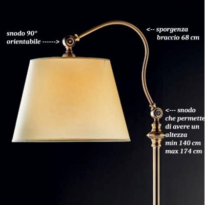 STREET SOFT LAMPADA DA TERRA IN METALLO BRUNITO CON PARALUME IN PERGAMENA CON SNODI Illuminando - Cristalensi Shop Online