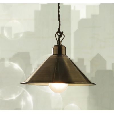 STREET SOSPENSIONE SINGOLA STILE RUSTICO CON PIATTINO IN METALLO BRUNITO DI ILLUMINANDO Illuminando - Cristalensi Shop Online