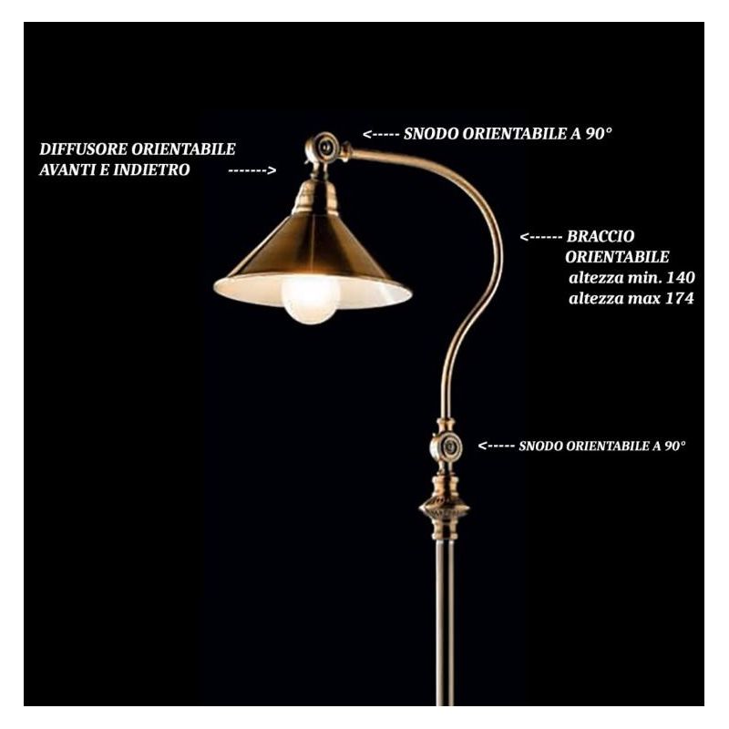 STREET LAMPADA DA TERRA IN METALLO BRUNITO CON SNODO PER INCLINAZIONE DIFFUSORE Illuminando - Cristalensi Shop Online