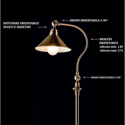 STREET LAMPADA DA TERRA IN METALLO BRUNITO CON SNODO PER INCLINAZIONE DIFFUSORE Illuminando - Cristalensi Shop Online