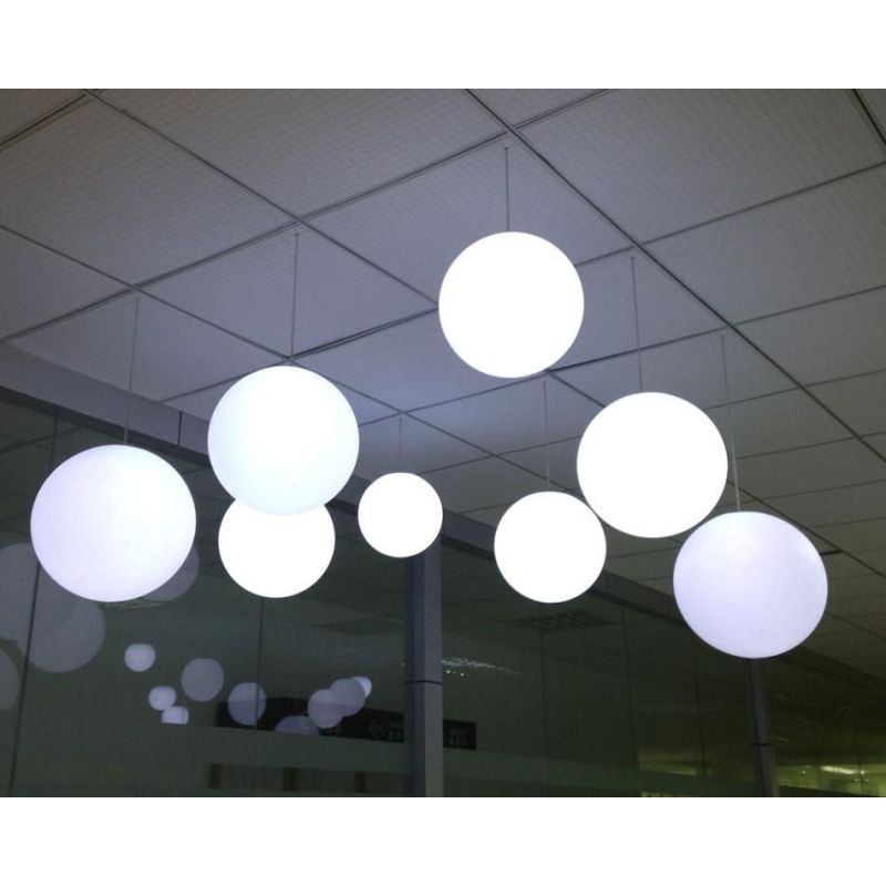 SOSPENSIONE SINGOLA A SFERA LUMINOSA 4 MISURE DA ESTERNI IP44 MODERNA BIANCA OPACA CRISTALENSI - Cristalensi Shop Online