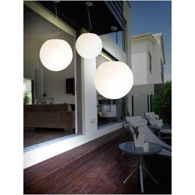 SOSPENSIONE SINGOLA A SFERA LUMINOSA 4 MISURE DA ESTERNI IP44 MODERNA BIANCA OPACA CRISTALENSI - Cristalensi Shop Online