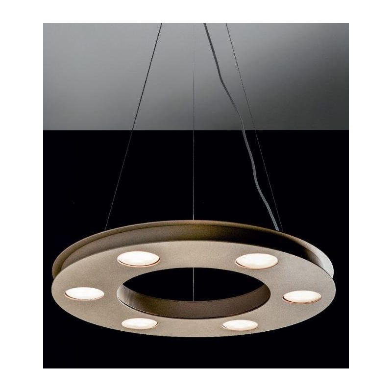 UFO SOSPENSIONE MODERNA A CERCHIO DEL DIAMETRO DI 55 CM BIANCA O SABBIA CON 9 LUCI ATTACCO GX53 Illuminando - Cristalensi Shop O